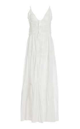 Maeve Ruched Cotton-Silk Maxi Dress By Moré Noir