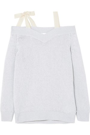 REDValentino | Cold-shoulder bow-embellished wool sweater | NET-A-PORTER.COM