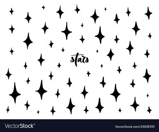 Set black hand drawn stars Royalty Free Vector Image