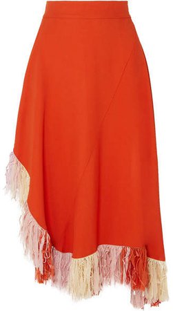 Fringed Jersey Skirt - Orange