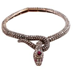 A French gold, silver, diamond, ruby and spinel necklace in the form of a serpent, c.1860s