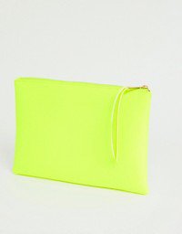 South Beach Exclusive neon pink clutch with wristlet in scuba | ASOS
