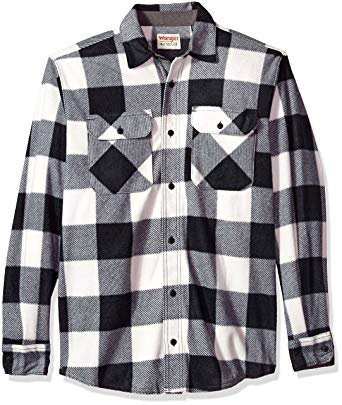 Amazon.com: Wrangler Authentics Men's Big & Tall Long Sleeve Plaid Fleece Shirt Jacket: Clothing