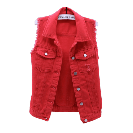 Solid Color Sleeveless Denim Shirt Vest Loose Denim Jacket Top for Women