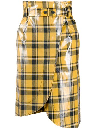 GANNI high-waisted Check Wrap Skirt - Farfetch