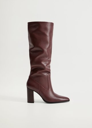 Leather boots with tall leg - Women | Mango United Kingdom