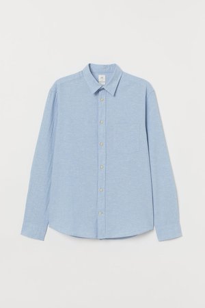 Regular Fit Linen-blend Shirt - Light blue melange - Men | H&M US