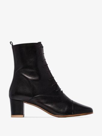 BY FAR Black Lada 50 lace-up leather ankle boots | Browns