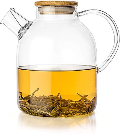Tealyra - Glass Kettle 1800ml - STOVE-TOP SAFE - Heat Resistant Borosilicate - Pitcher - Carafe - Teapot - No-Dripping - Great For Tea Juice Water - Hot and Iced - Bamboo Lid - Filter Spout - 60-ounce: Amazon.ca: Home & Kitchen