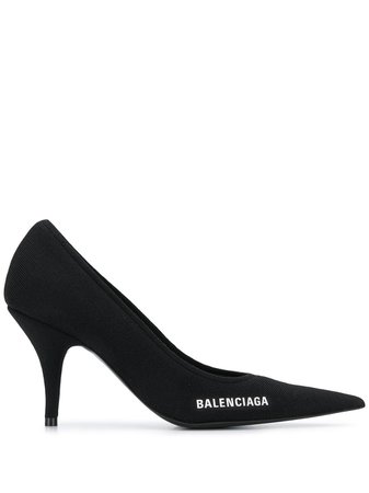 Shop black Balenciaga logo detail pointed toe pumps with Express Delivery - Farfetch