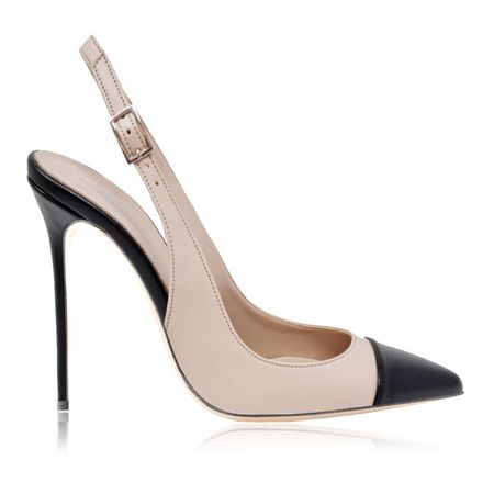 cream and black heels