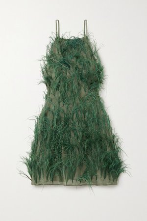 Cult Gaia | Shannon feather-embellished silk-chiffon mini dress | NET-A-PORTER.COM