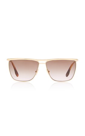 Victoria Beckham D-Frame Gold-Tone Metal Sunglasses