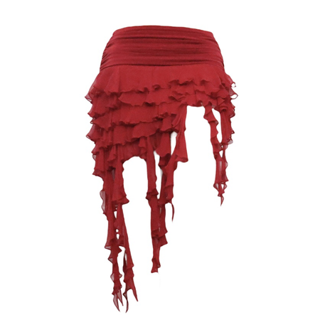 Vintage Y2K Red Silk Asymmetrical Fairy Skirt