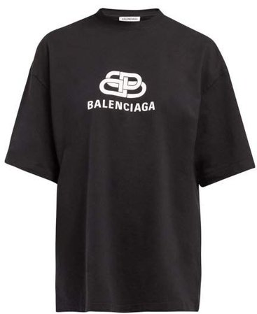 Bb Monogram Printed Cotton T Shirt - Womens - Black