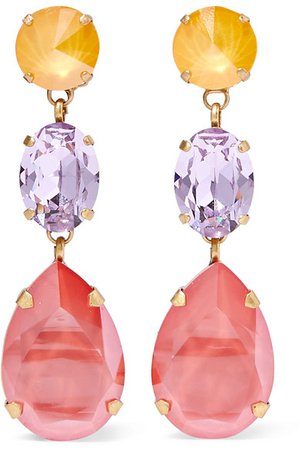 Roxanne Assoulin | Gold-tone Swarovski crystal clip earrings | NET-A-PORTER.COM