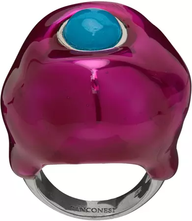 Silver & Pink Lava Cocktail Ring by Panconesi on Sale