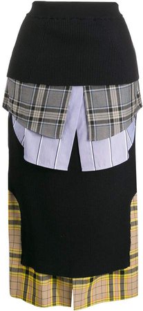 layered plaid pencil skirt