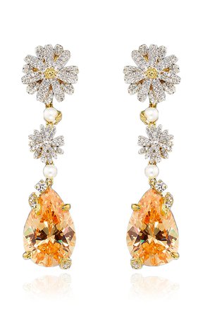 18k Gold And Rhodium Vermeil Citrine Daisy Drop Earrings By Anabela Chan | Moda Operandi