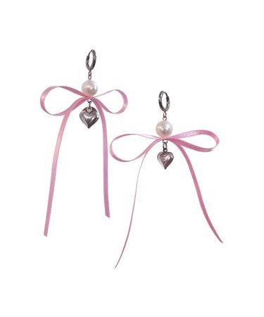 MUSINSA | NOFFICIALNOFFICE satin bow earrings pink