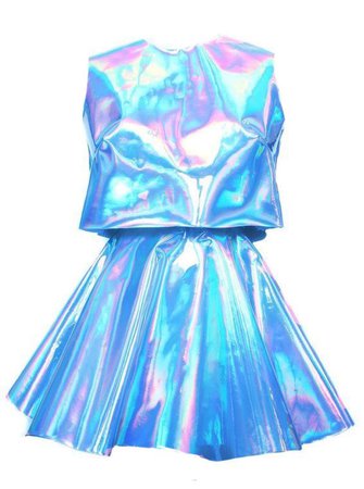 blue iridescent sleeveless mini dress
