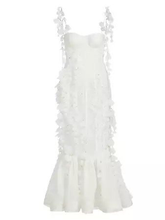 Shop Zimmermann Petal Appliqué Linen-Silk Corset Gown | Saks Fifth Avenue