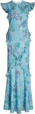 Tamara Ruffled Printed Silk-Chiffon Maxi Dress