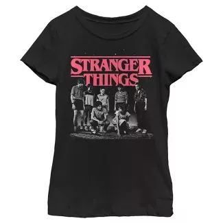 Girl's Stranger Things Title Logo Faded T-Shirt - Black - X Large : Target