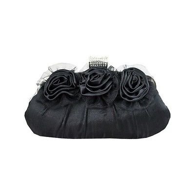 New Jacki Design Evening ROSEBUDS Clutch Purse BLACK Prom Ball Wedding Formal 4893888380519 | eBay