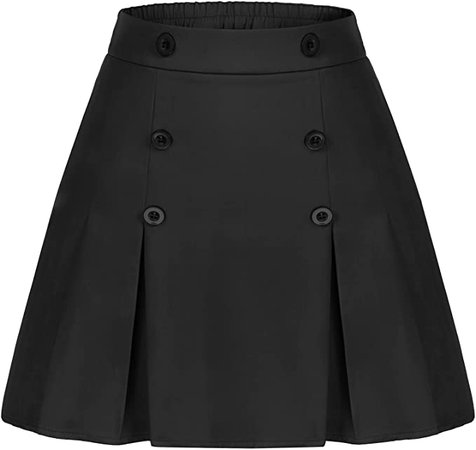 Amazon.com: Women Black High Waist Skater Skirt Aline Flowy Mini Skirt with Elastic Back Waistline (Black, S) : Clothing, Shoes & Jewelry