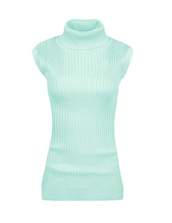 v28 Women Sleeveless High Neck Turtleneck Stretchable Knit Sweater Top at Amazon Women’s Clothing store