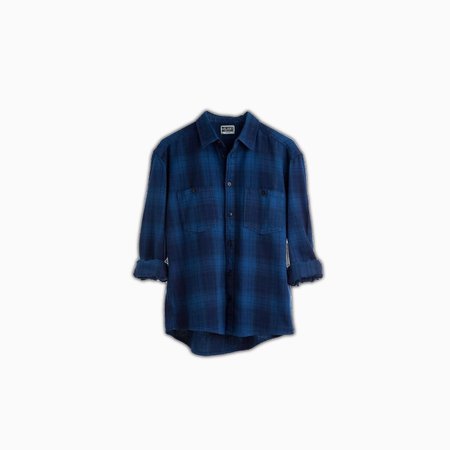 blue plaid flannel shirt