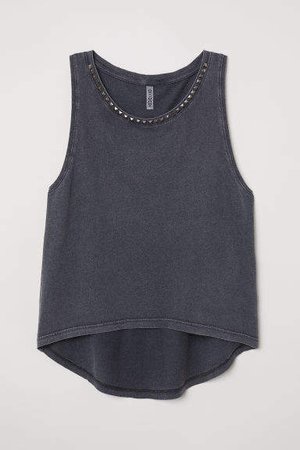 Tank Top with Studs - Black