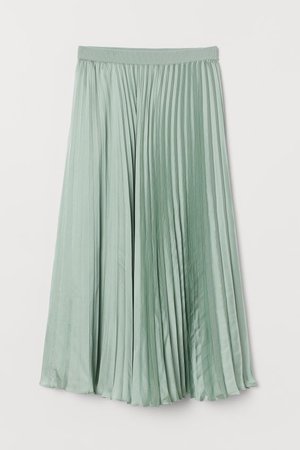 Pleated Satin Skirt - Mint green - Ladies | H&M US