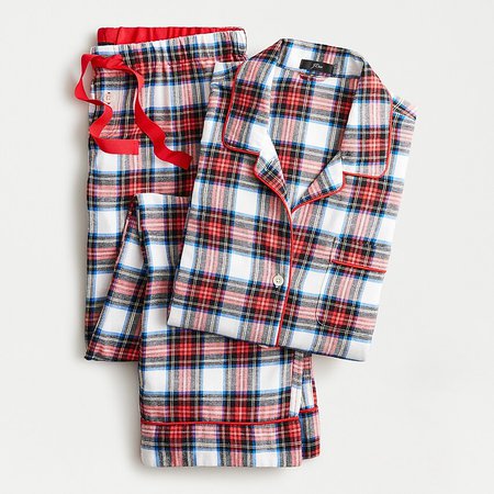J.Crew: Flannel Pajama Set In White-out Plaid