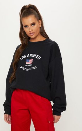 Black Los Angeles Sweater | Tops | PrettyLittleThing