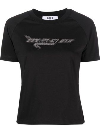MSGM crystal-embellished logo-print T-shirt - Farfetch