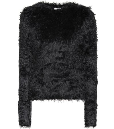 Balenciaga Faux Fur Sweater In Black | ModeSens