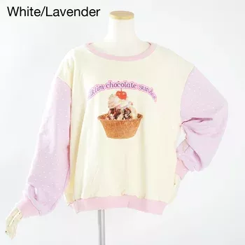Milklim Chocolate Sundae Sweatshirt in white x lavender