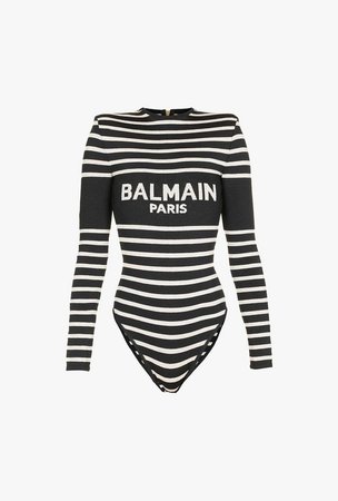 ‎ ‎ ‎Striped Bodysuit With Balmain Logo ‎ for ‎Women‎ - Balmain.com