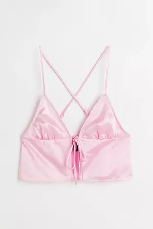 Tie-detail Satin Top - Light pink - Ladies | H&M US