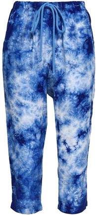 Cropped Tie-dye Washed-silk Tapered Pants