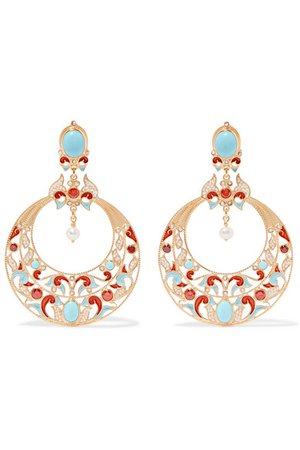 Percossi Papi | Gold-plated multi-stone clip earrings | NET-A-PORTER.COM