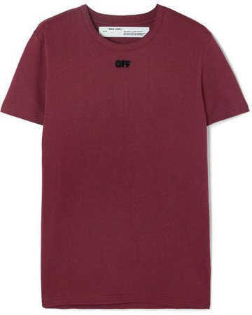 Flocked Cotton-jersey T-shirt - Burgundy