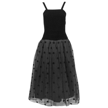 1980s Black Velvet and Tulle Dress For Sale at 1stDibs | velvet and tulle dress