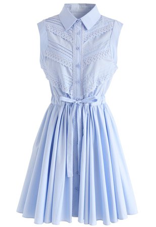 Pure Beauty Sleeveless A-Line Dress in Blue - Retro, Indie and Unique Fashion