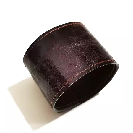 Brown genuine leather cuff for men and women, Made in Italy | Bangkok | Angela Pinto