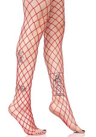 red fishnet leggings - Google Search