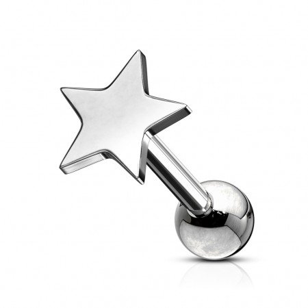 Ear cartilage piercing with star shaped top