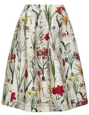 Printed Silk-blend Midi Skirt